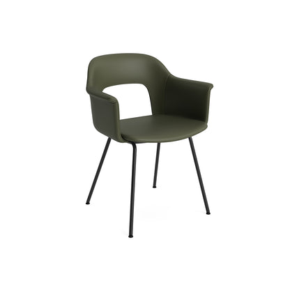 Layout Armchair Upholstered 214 Metal Base by HAY - Black Steel Base / Caper Green Grano Leather