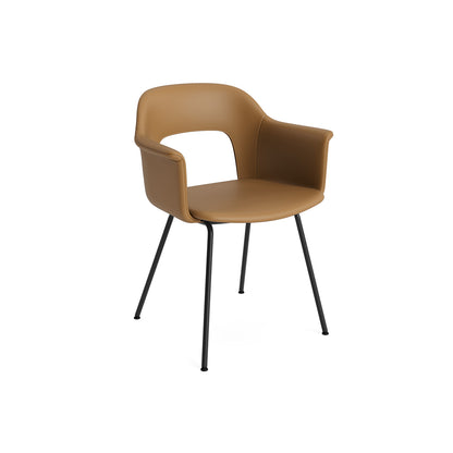 Layout Armchair Upholstered 214 Metal Base by HAY - Black Steel Base / Cognac Grano Leather