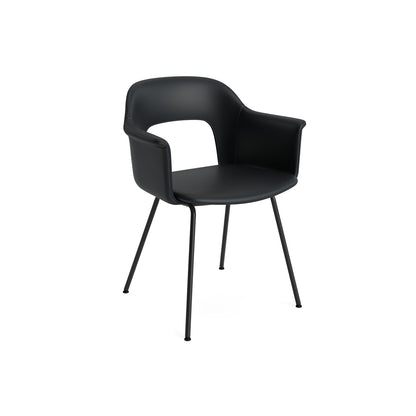 Layout Armchair Upholstered 214 Metal Base by HAY - Black Steel Base / Black Grano Leather
