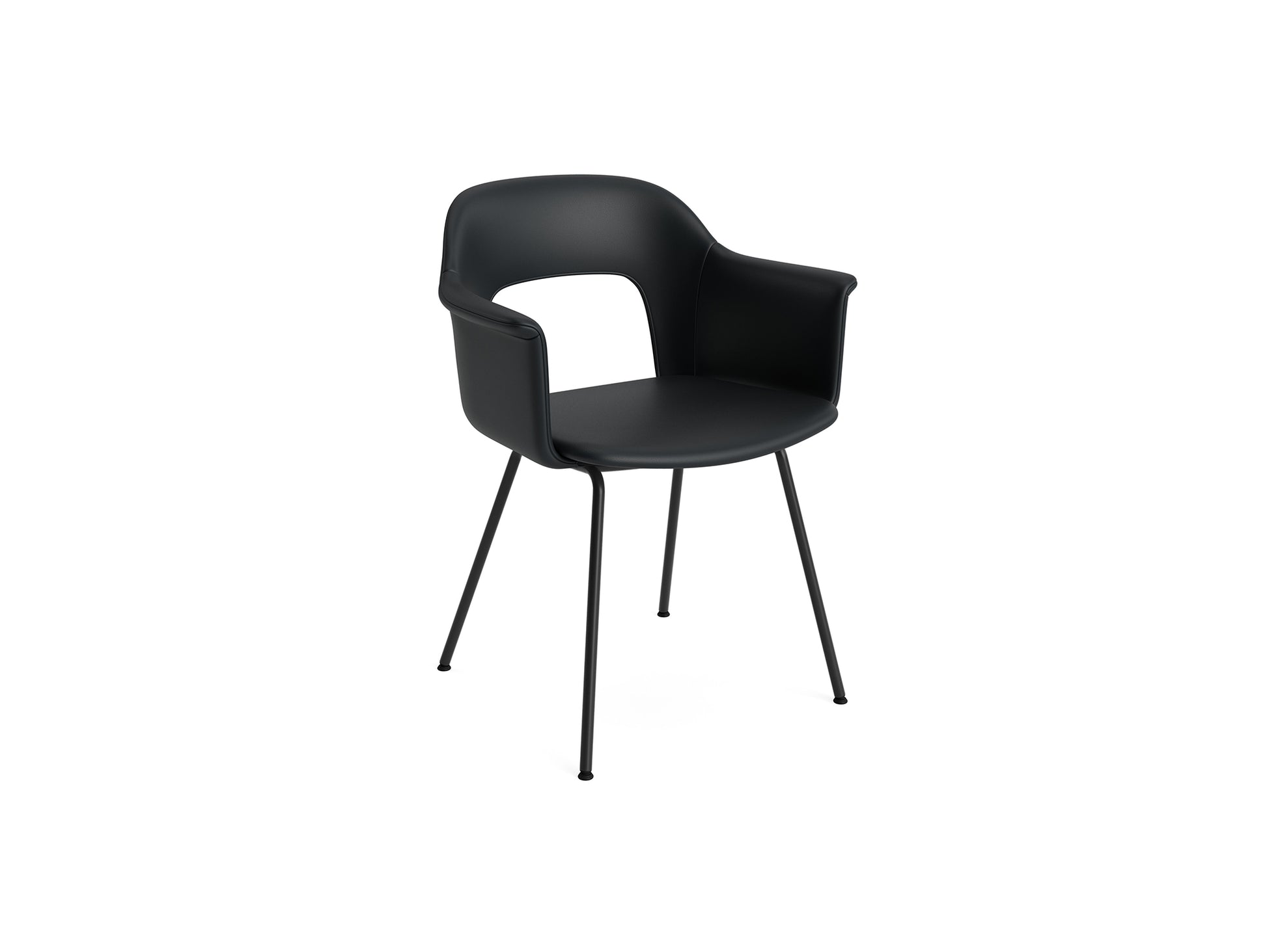 Layout Armchair Upholstered 214 Metal Base by HAY - Black Steel Base / Black Grano Leather
