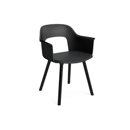 Layout Armchair 223 by HAY - Black Lacquered Oak Base / Black Shell / Black Grano Leather