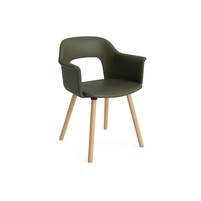 Layout Armchair 224 by HAY - Lacquered Oak Base / Caper Green Grano Leather