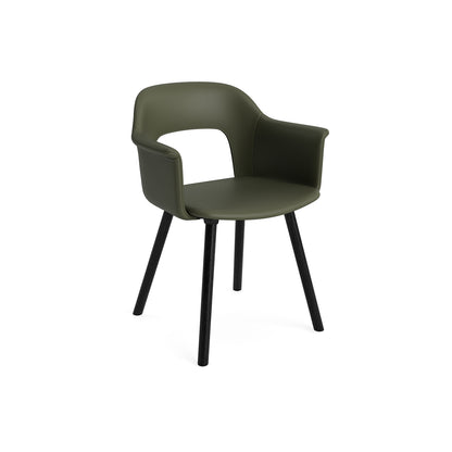 Layout Armchair 224 by HAY - Black Lacquered Oak Base / Caper Green Grano Leather