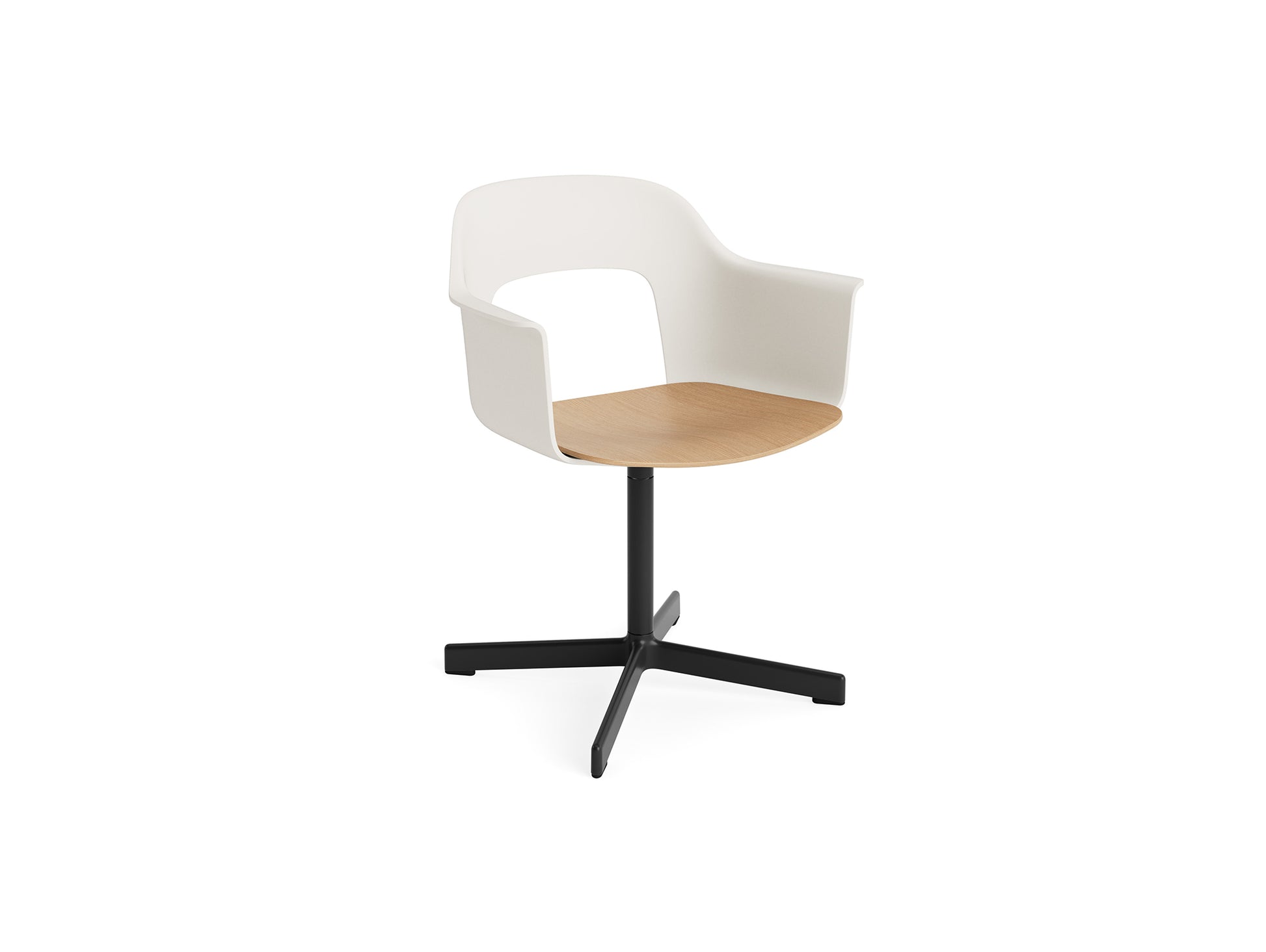 Layout Armchair 232 Swivel Base by HAY - Black Aluminium Base / Cream White / Oak