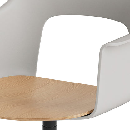 Layout Armchair 232 Swivel Base by HAY - Black Aluminium Base / Sky Grey / Oak