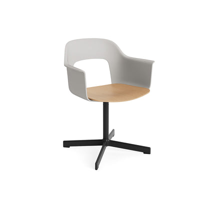 Layout Armchair 232 Swivel Base by HAY - Black Aluminium Base / Sky Grey / Oak
