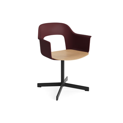 Layout Armchair 232 Swivel Base by HAY - Black Aluminium Base / Bordeaux / Oak