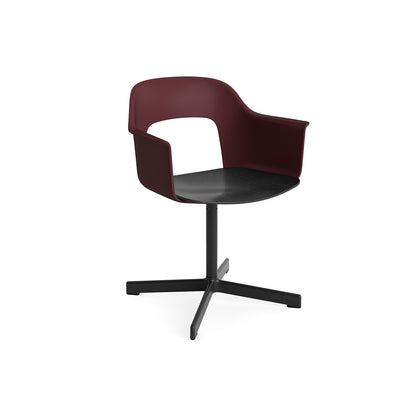 Layout Armchair 232 Swivel Base by HAY - Black Aluminium Base / Bordeaux / Black Oak