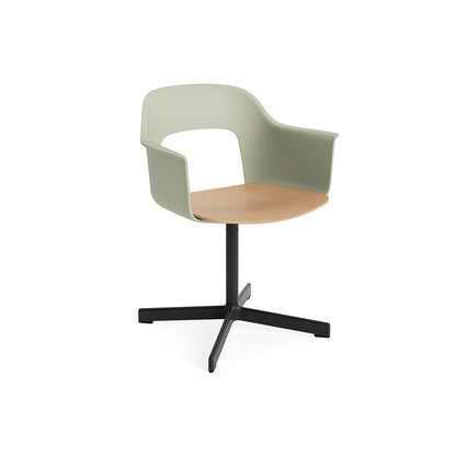 Layout Armchair 232 Swivel Base by HAY - Black Aluminium Base / Pastel Green / Oak
