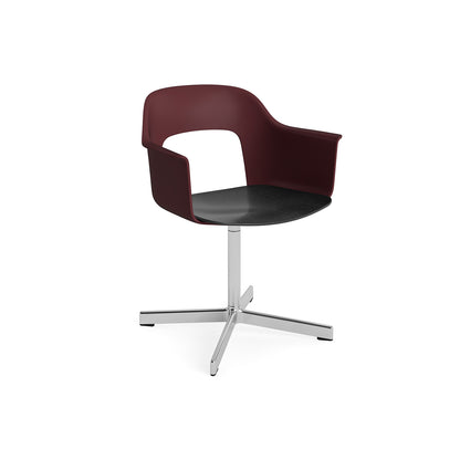 Layout Armchair 232 Swivel Base by HAY - Polished Aluminium Base / Bordeaux / Black Oak