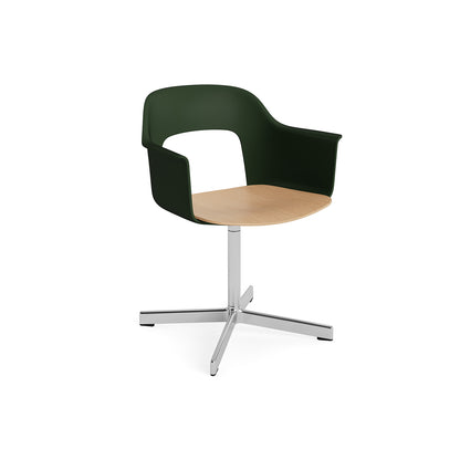 Layout Armchair 232 Swivel Base by HAY - Polished Aluminium Base / Bottle Green / Oak