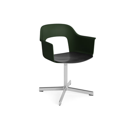 Layout Armchair 232 Swivel Base by HAY - Polished Aluminium Base / Bottle Green / Black Oak