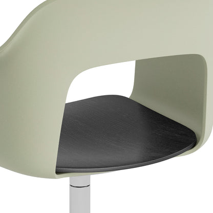 Layout Armchair 232 Swivel Base by HAY - Polished Aluminium Base / Pastel Green / Black Oak