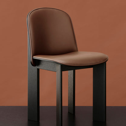 Chisel 65 Chair Front Upholstery by HAY  - Black Lacquered Oak / Chocolate Grano Leather