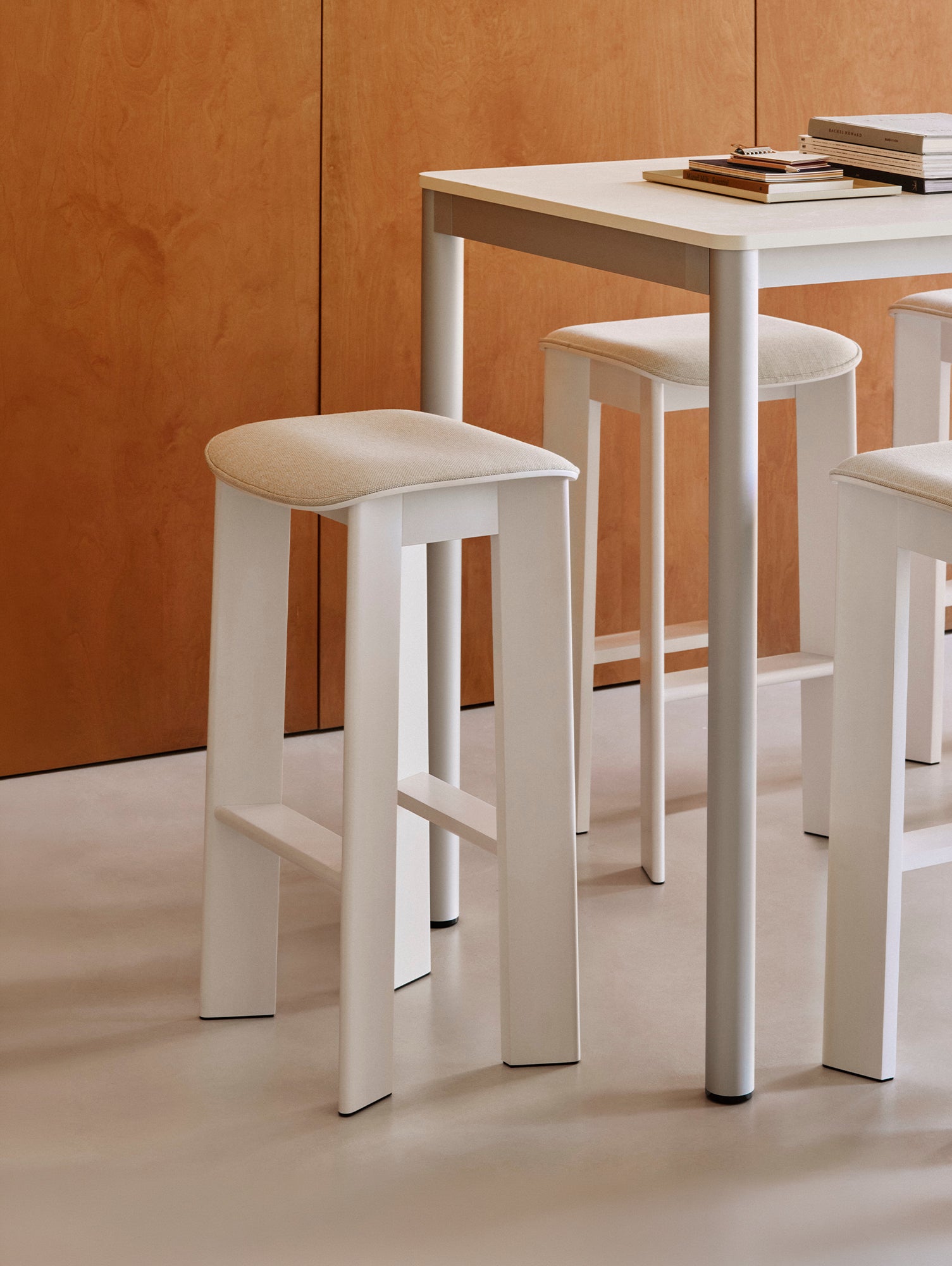 Chisel 30 Bar Stool Seat Upholstery by HAY - Cream White Lacquered Beech / Mode 011