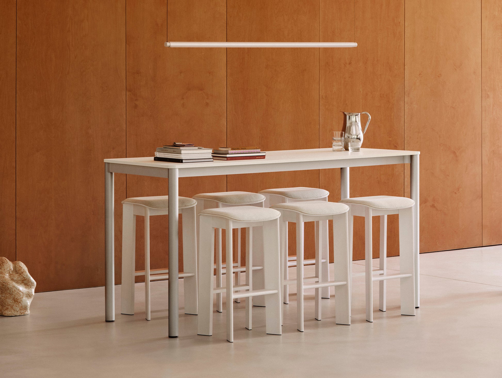 Chisel 30 Bar Stool Seat Upholstery by HAY - Cream White Lacquered Beech / Mode 011