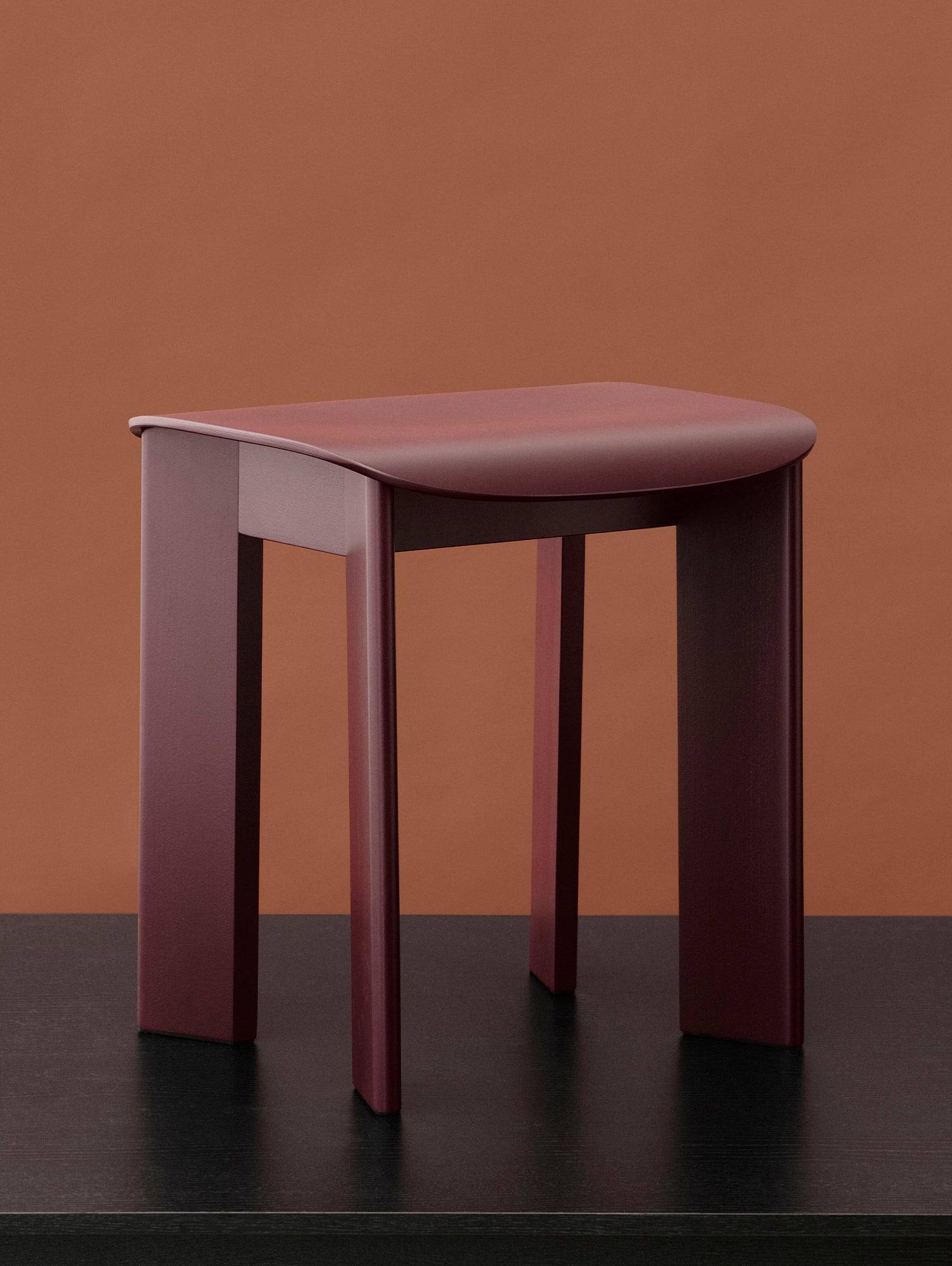 Chisel 10 Stool by HAY - Dark Bordeaux Lacquered Beech