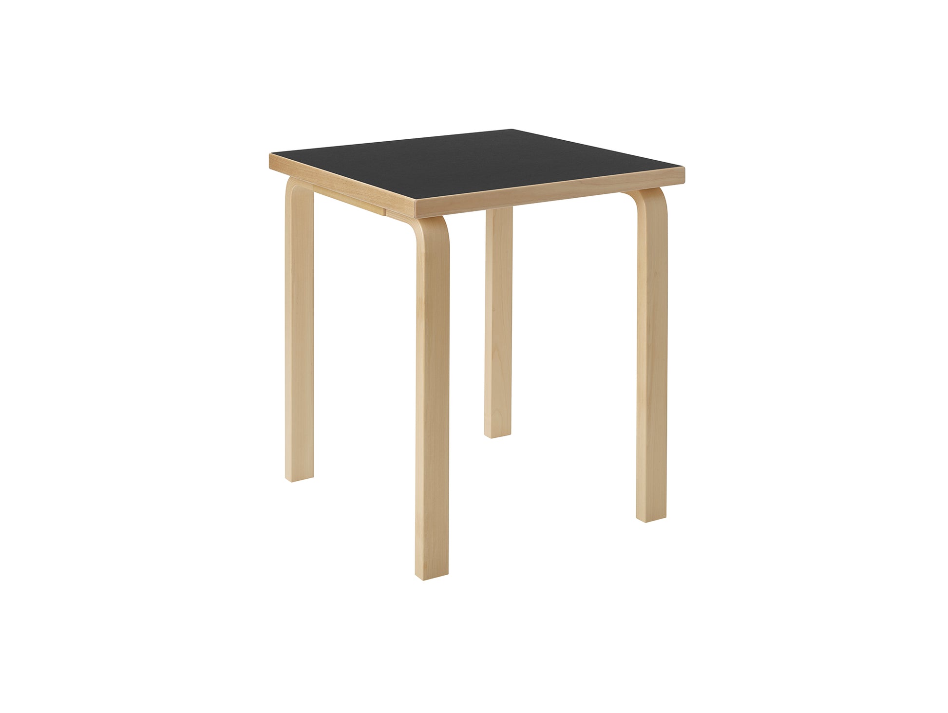 Aalto Table Square by Artek - 80C / Black Linoleum Top / Natural Lacquered Birch Legs