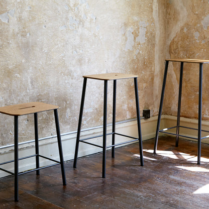 Adam Stool by Frama - Oak Top / Black Powder Coated Steel Frame