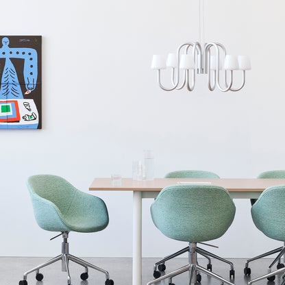 Annex Table Overhang by HAY - Oak Veneer Tabletop / Cream White Aluminium Legs