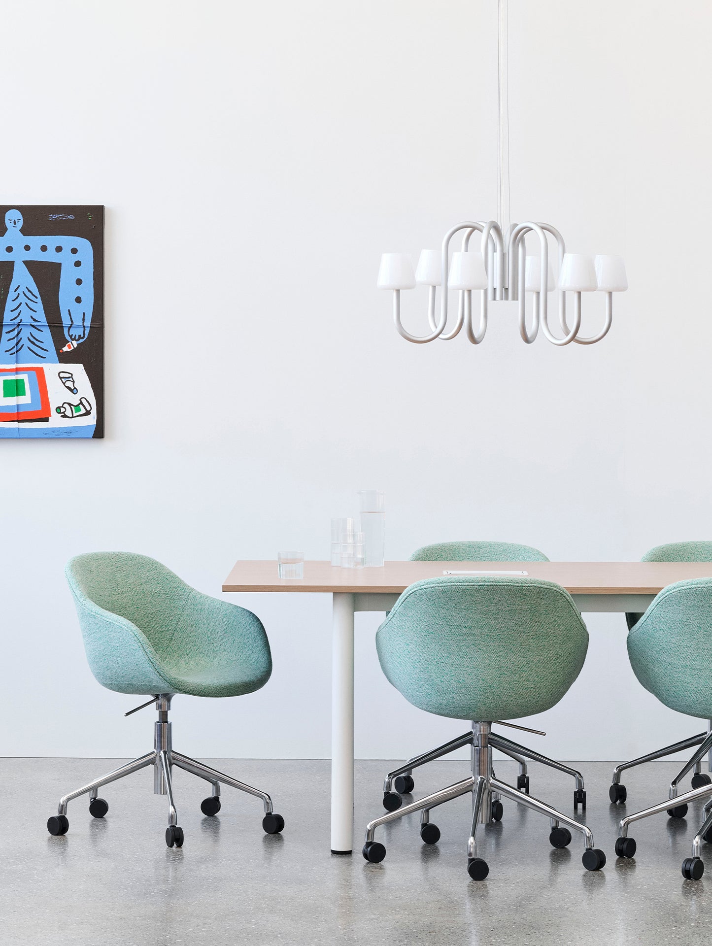 Annex Table Overhang by HAY - Oak Veneer Tabletop / Cream White Aluminium Legs