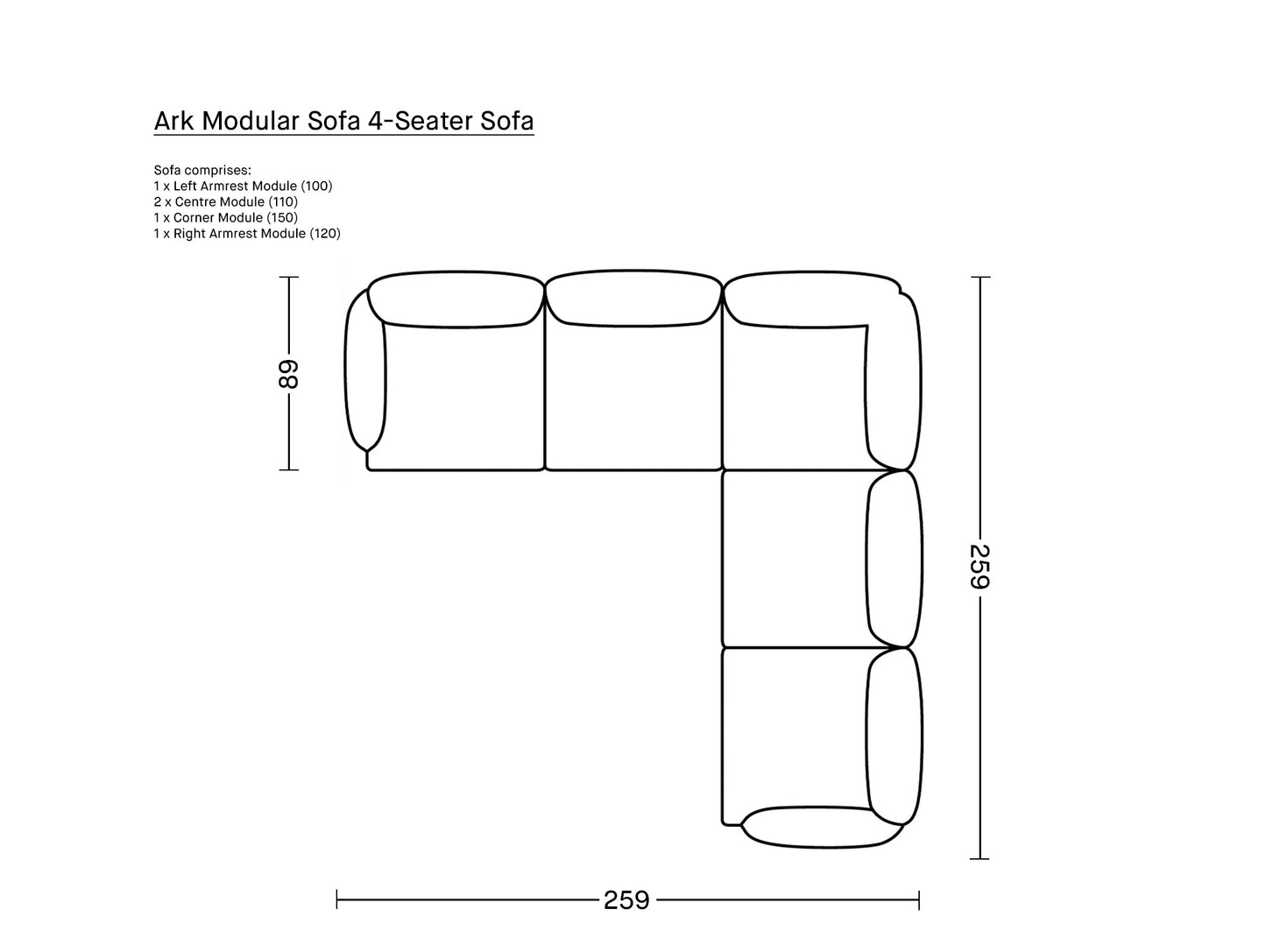 Ark Modular Sofa 4-Seater Sofa by Normann Copenhagen