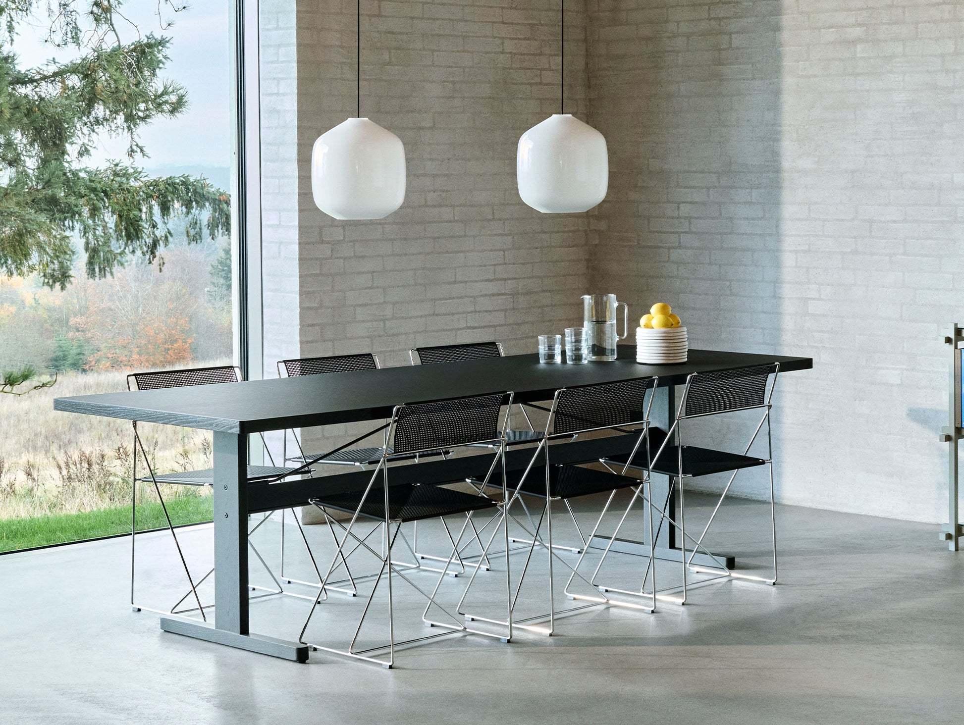 Passerelle Table by HAY - Black Linoleum Tabletop / In Black Oak Frame / Ink Black Crossbar