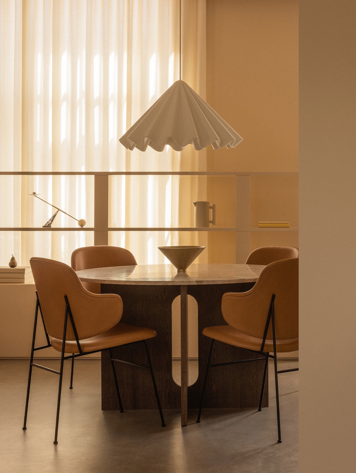 Androgyne Dining Table (Marble Edition) by Menu - Kunis Breccia Stone Top / Dark Oak Veneer Base