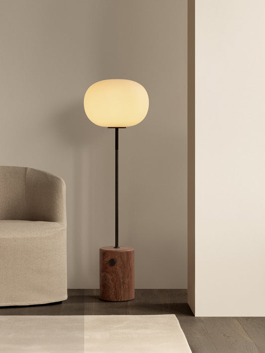 JWDA Floor Lamp by Audo Copenhagen - Red Travertine Base / Bronzed Brass Stem