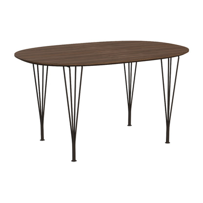 Superellipse Dining Table by Fritz Hansen - B611 / Lacquered Walnut Veneer Tabletop / Brown Bronze Steel Base