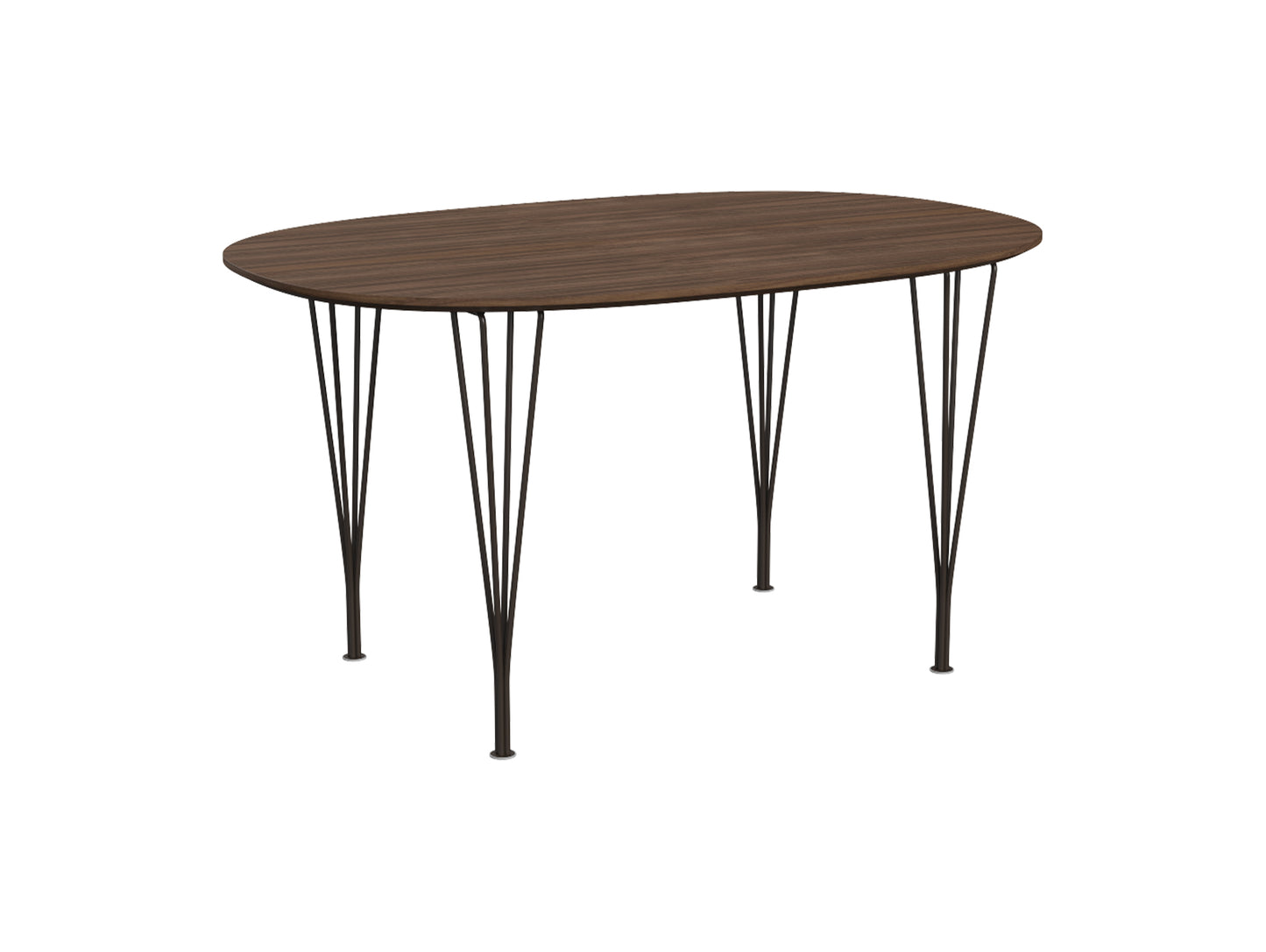 Superellipse Dining Table by Fritz Hansen - B611 / Lacquered Walnut Veneer Tabletop / Brown Bronze Steel Base