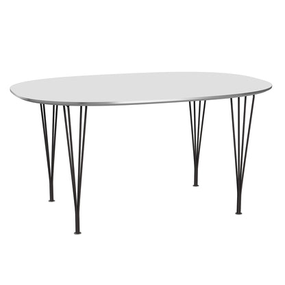 Superellipse Dining Table by Fritz Hansen - B612 / White Laminate Tabletop / Warm Graphite Steel Base