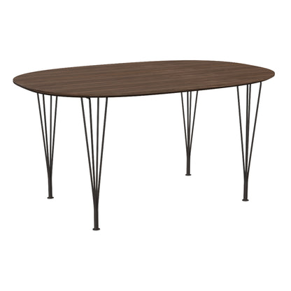 Superellipse Dining Table by Fritz Hansen - B612 / Lacquered Walnut Veneer Tabletop / Brown Bronze Steel Base