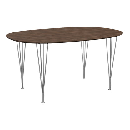 Superellipse Dining Table by Fritz Hansen - B612 / Lacquered Walnut Veneer Tabletop / Chromed Steel Base