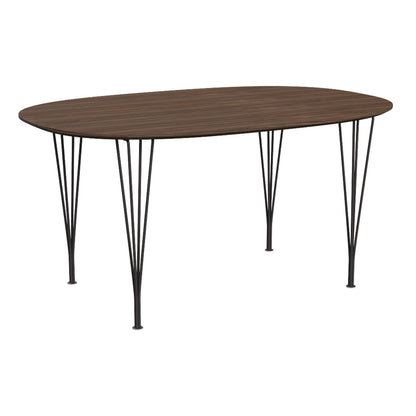 Superellipse Dining Table by Fritz Hansen - B612 / Lacquered Walnut Veneer Tabletop / Warm Graphite Steel Base