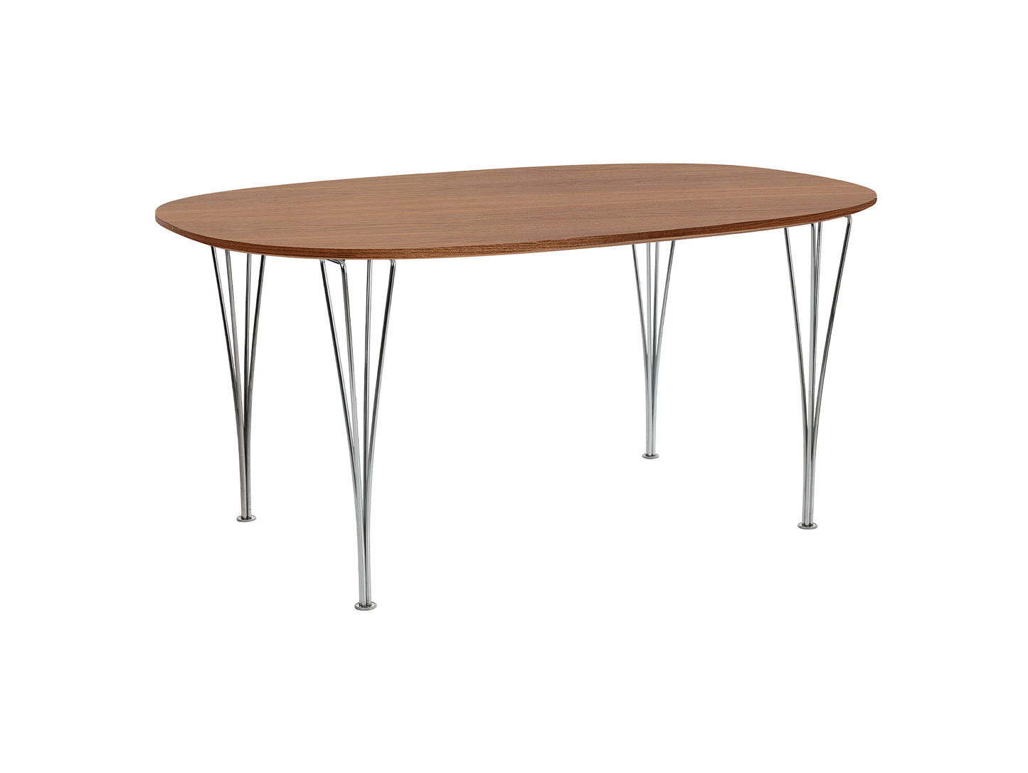 Superellipse Dining Table by Fritz Hansen - B613 / Lacquered Walnut Veneer Tabletop / Chromed Steel Base