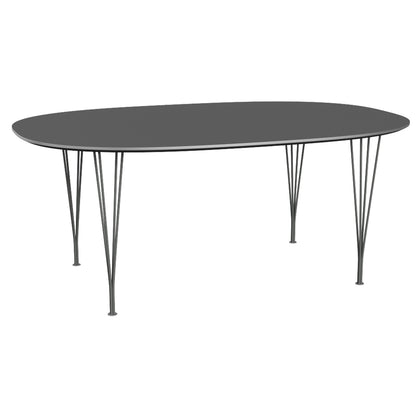 Superellipse Dining Table by Fritz Hansen - B613 / Grey Bromo Laminate Tabletop / Silver Grey Steel Base