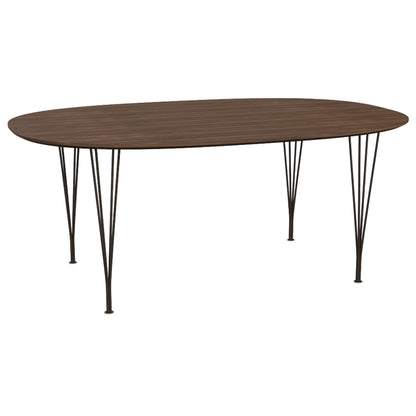 Superellipse Dining Table by Fritz Hansen - B613 / Lacquered Walnut Veneer Tabletop / Brown Bronze Steel Base