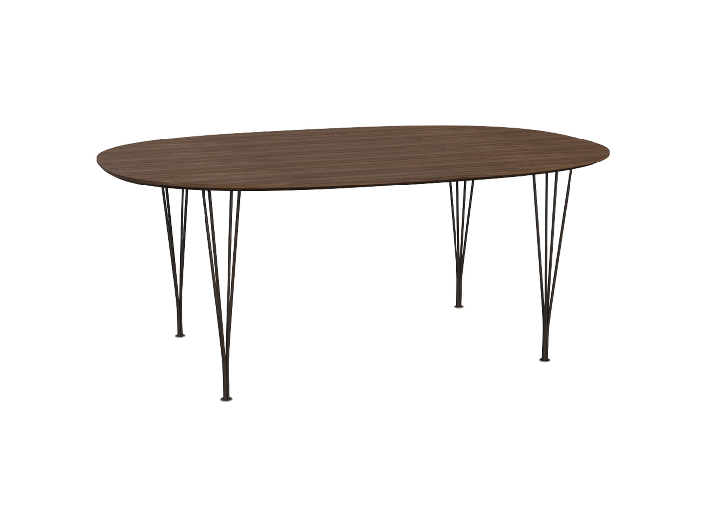 Superellipse Dining Table by Fritz Hansen - B613 / Lacquered Walnut Veneer Tabletop / Brown Bronze Steel Base