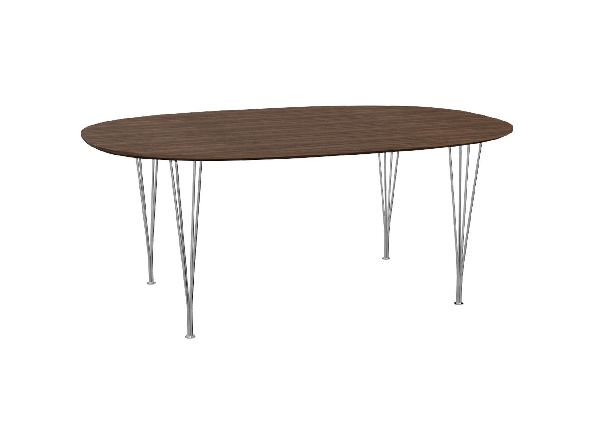 Superellipse Dining Table by Fritz Hansen - B613 / Lacquered Walnut Veneer Tabletop / Chromed Steel Base