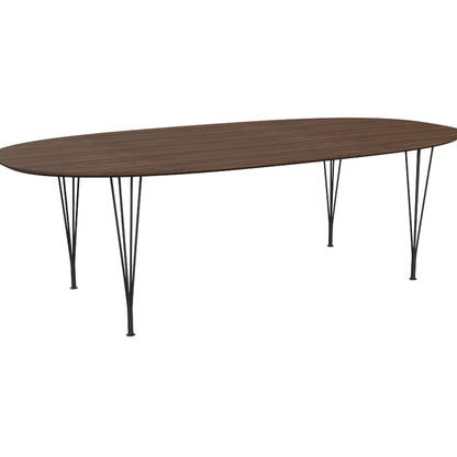 Superellipse Dining Table by Fritz Hansen - B614 / Lacquered Walnut Veneer Tabletop / Warm Graphite Steel Base