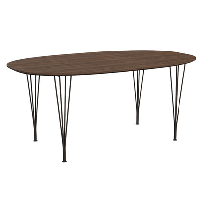 Superellipse Dining Table by Fritz Hansen - B616 / Lacquered Walnut Veneer Tabletop / Brown Bronze Steel Base