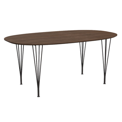 Superellipse Dining Table by Fritz Hansen - B616 / Lacquered Walnut Veneer Tabletop / Warm Graphite Steel Base