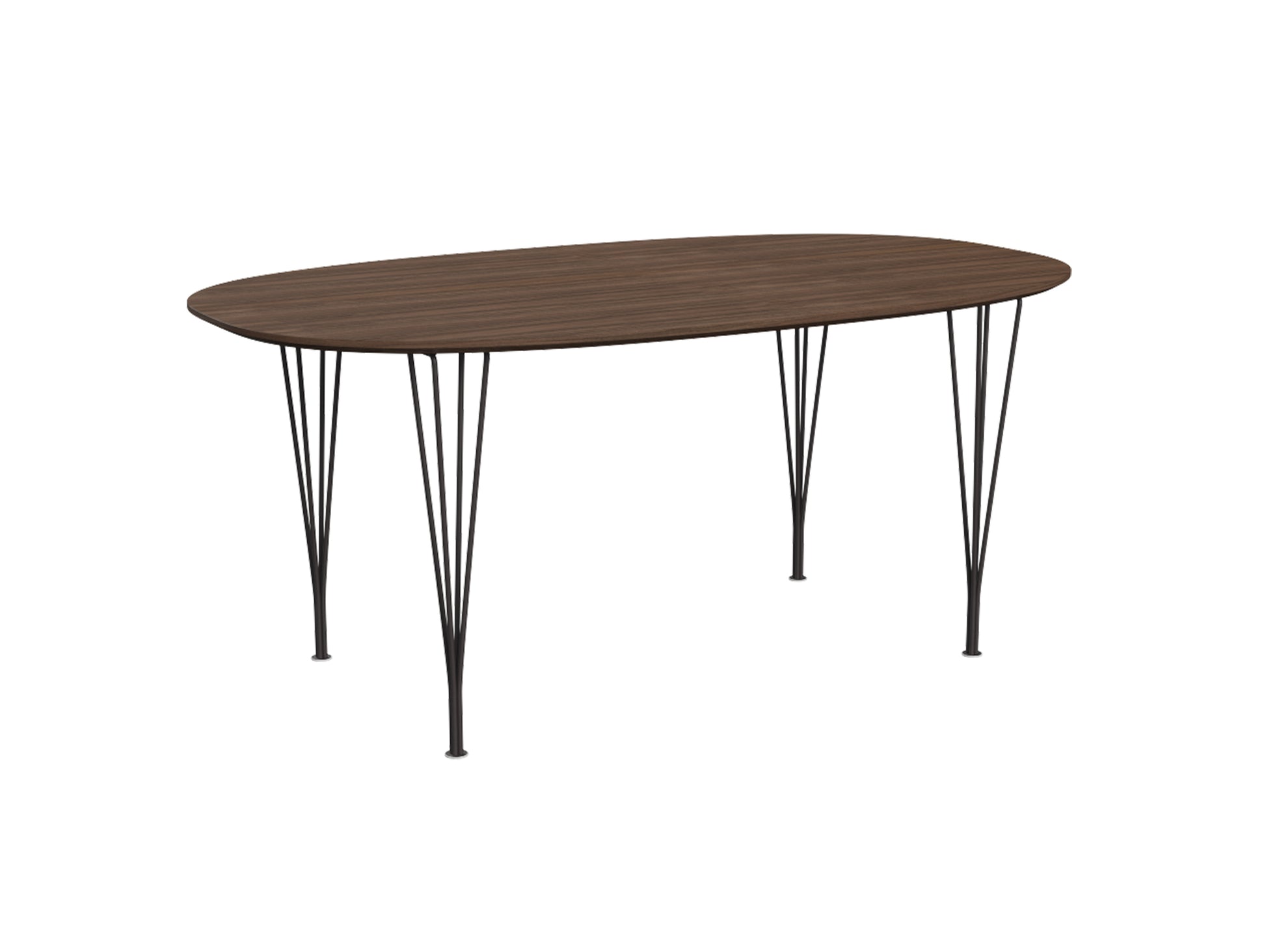 Superellipse Dining Table by Fritz Hansen - B616 / Lacquered Walnut Veneer Tabletop / Warm Graphite Steel Base