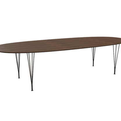 Superellipse Dining Table by Fritz Hansen - B617 / Lacquered Walnut Veneer Tabletop / Brown Bronze Steel Base