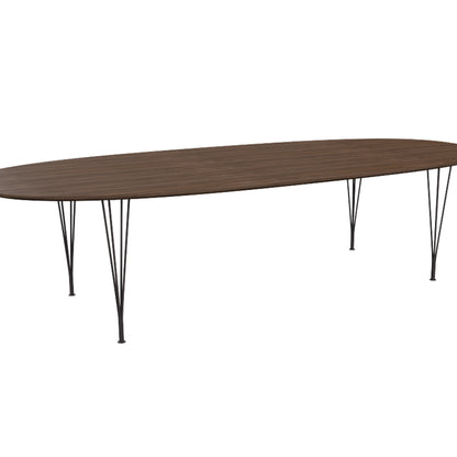 Superellipse Dining Table by Fritz Hansen - B617 / Lacquered Walnut Veneer Tabletop / Warm Graphite Steel Base