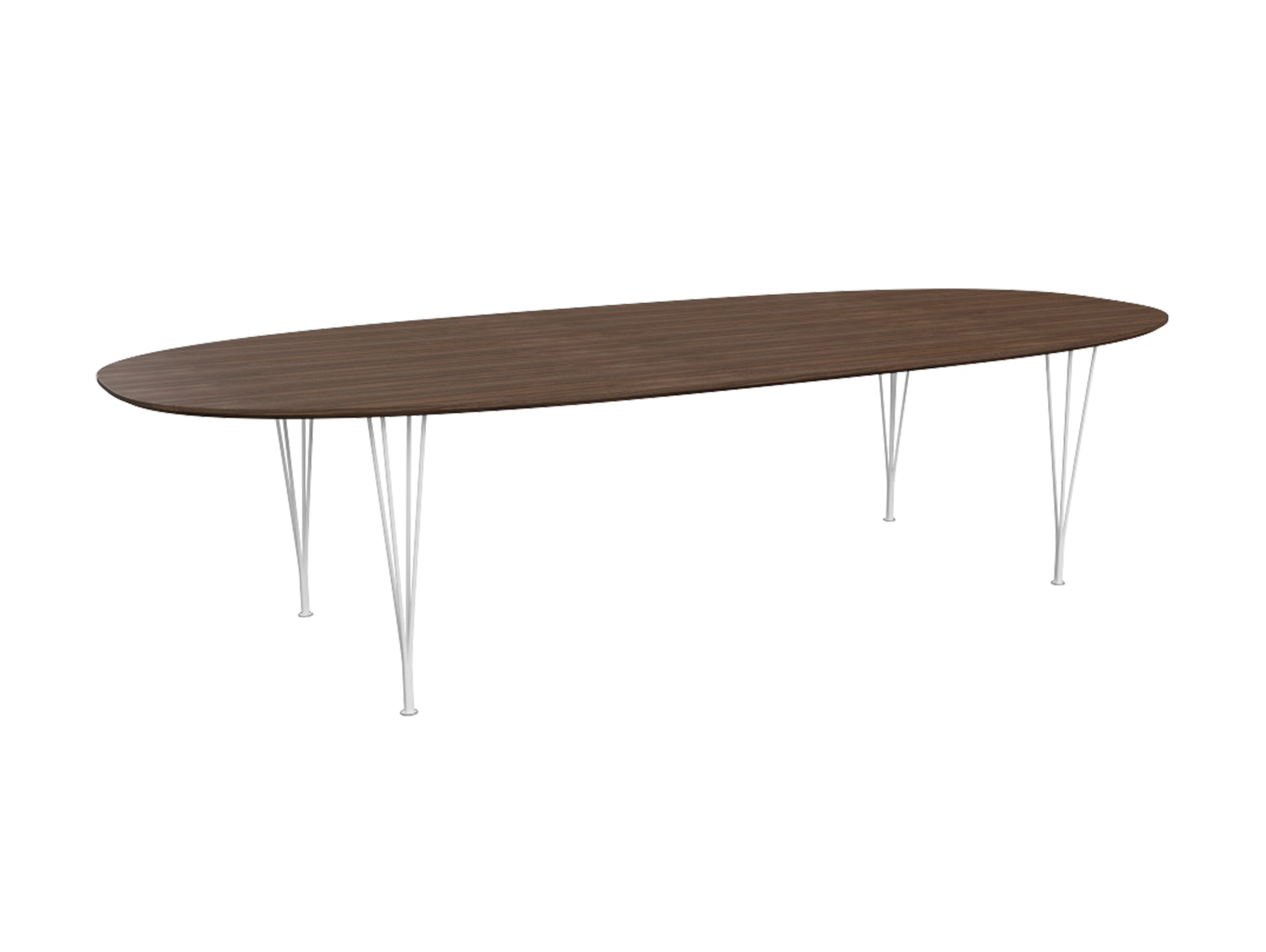 Superellipse Dining Table by Fritz Hansen - B617 / Lacquered Walnut Veneer Tabletop / White Steel Base