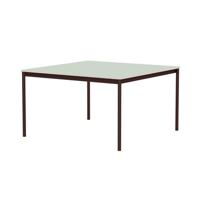 Base Table by Muuto - 128x128 / Light Green Laminate / Plywood Top with Brown Red Legs