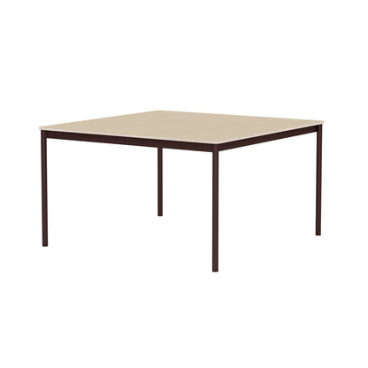 Base Table by Muuto - 128X128 / Oak Veneer / Plywood Top with Brown Red Legs