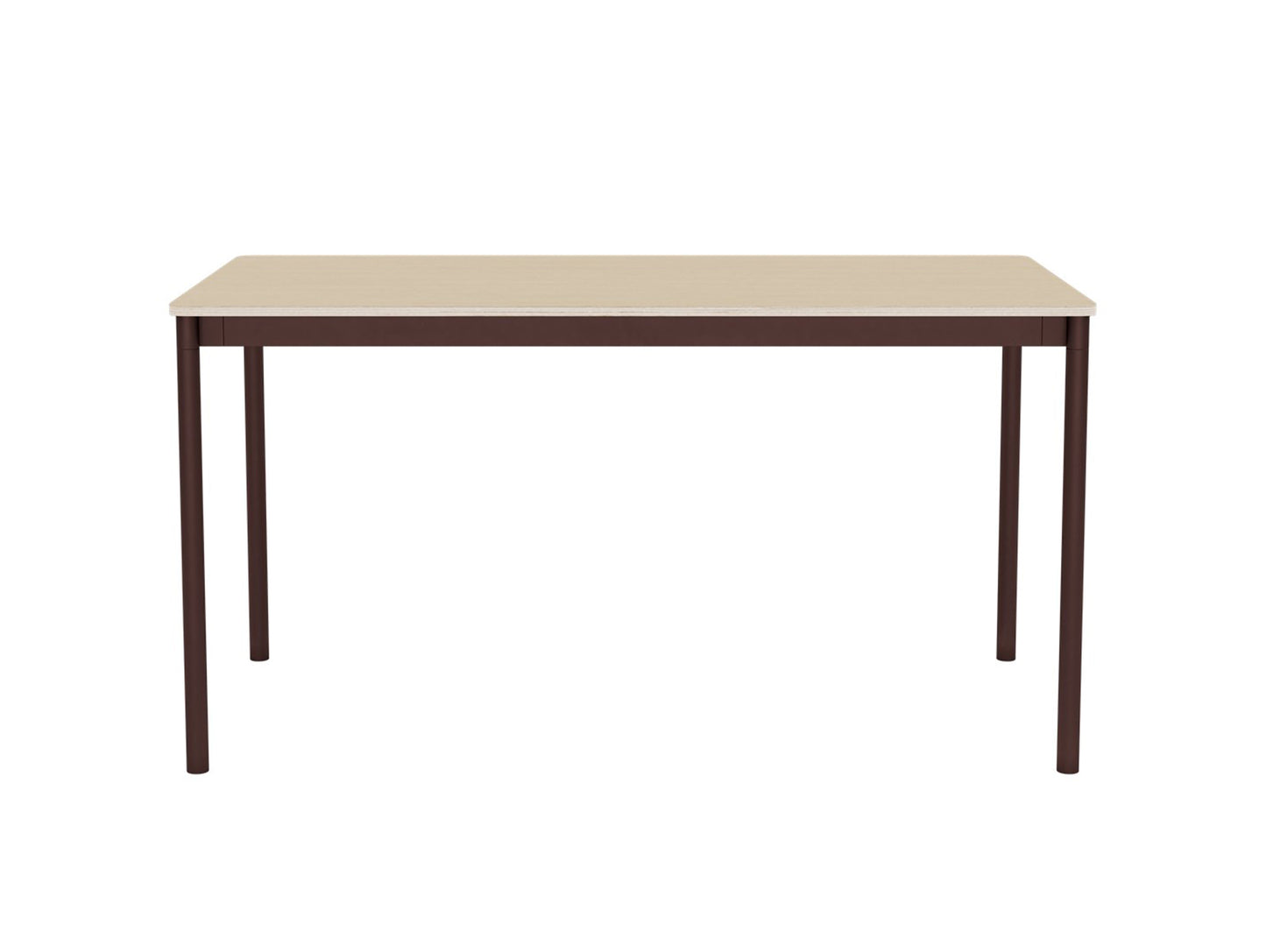 Base Table by Muuto - 140X70 / Oak Veneer / Plywood Top with Brown Red Legs